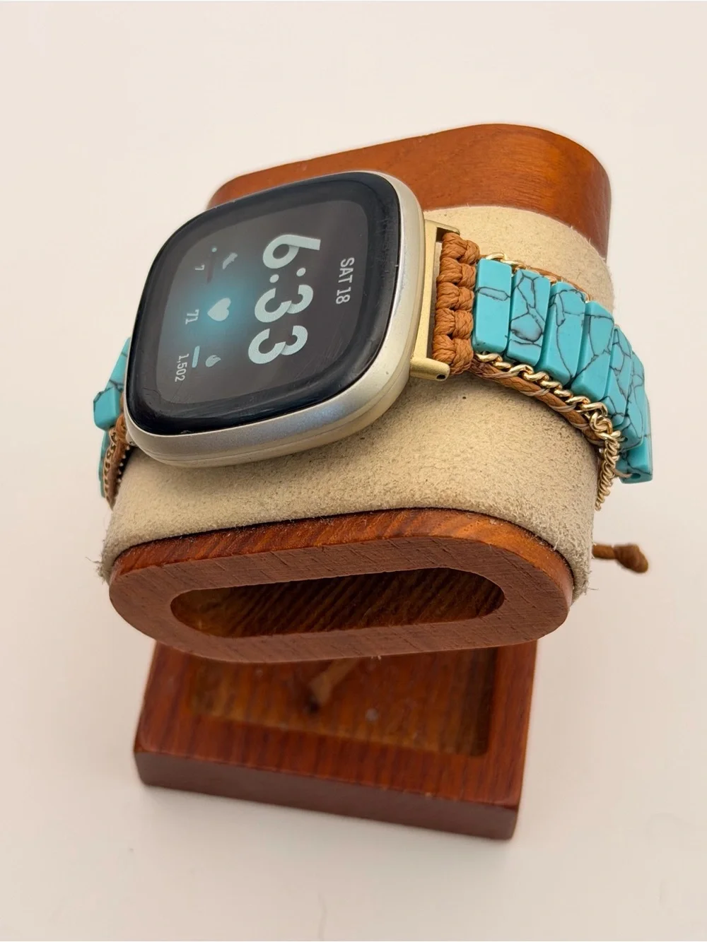 Fitbit Versa 3, Fitness Tracker, Charger Included, Gold/light Blue Band